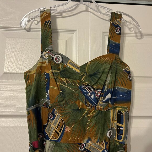 Vintage DIAMOND HEAD Sportswear Sz M Woodie Surf Cars Sleeveless Hawaiian Dress - Picture 3 of 12